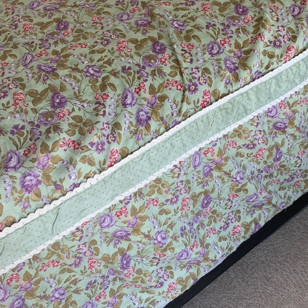 April Cornell queen duvet cover green, purple, pink floral